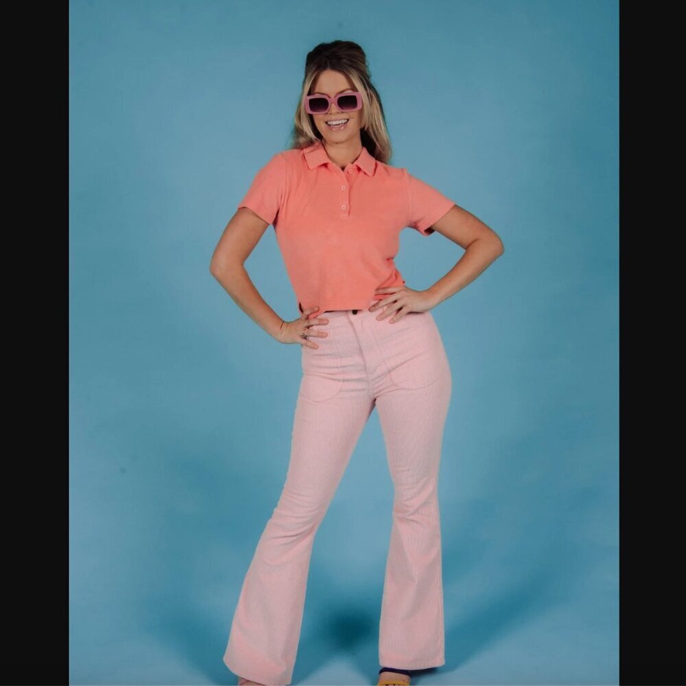 Hammies Powder Pink Corduroy Flare Pants 28"
